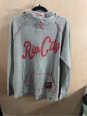 Women’s 4her Portland Blazer Rip City Gray Waffle Knit Hoodie with Red Graphic